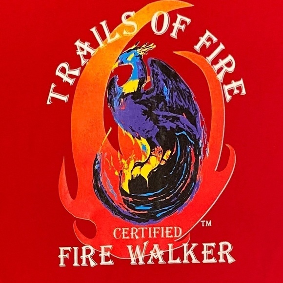 Vintage T Shirt XL Fire Walker Trails Of Fire Jerzees Made In USA Red - Picture 3 of 7